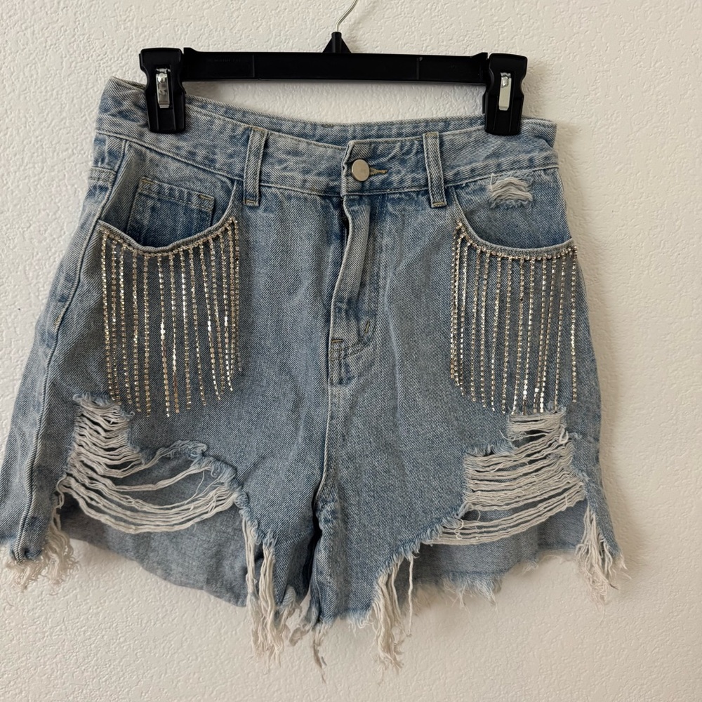 3/$15 Cider Stylish Denim Shorts with Rhinestone Accents